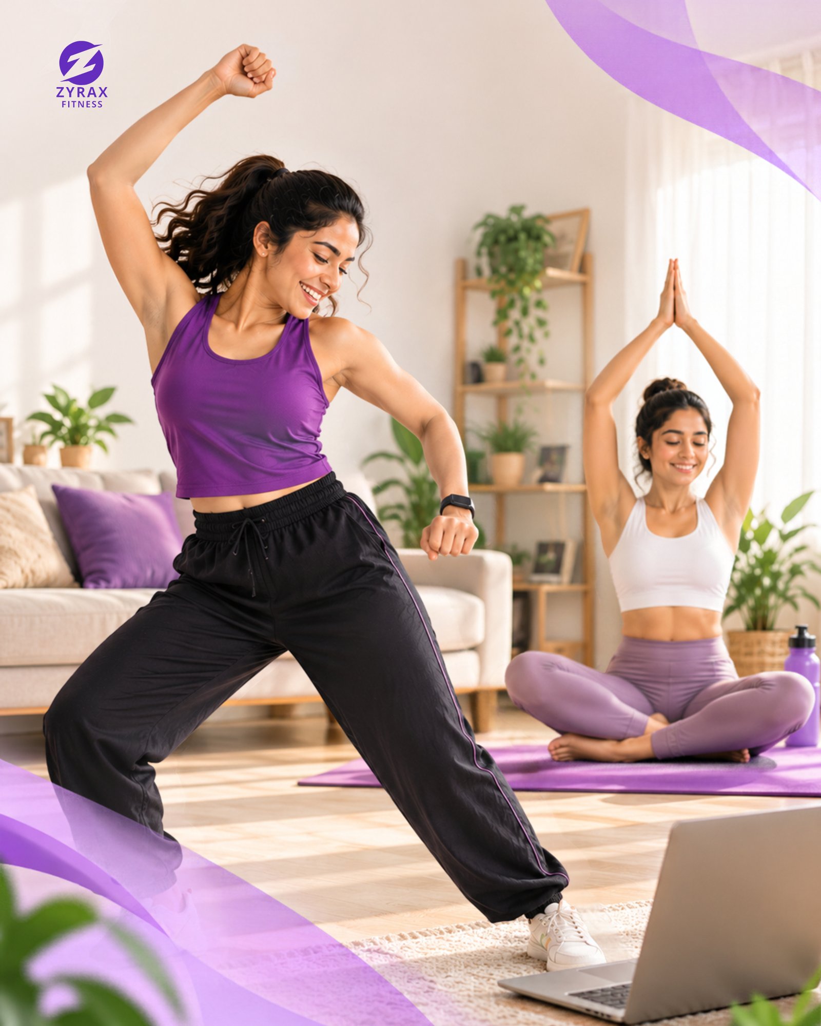 Live online yoga and Zumba classes for women at Zyrax Fitness