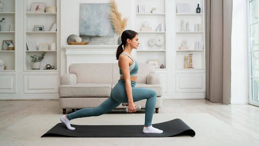 Woman doing a home workout over 40