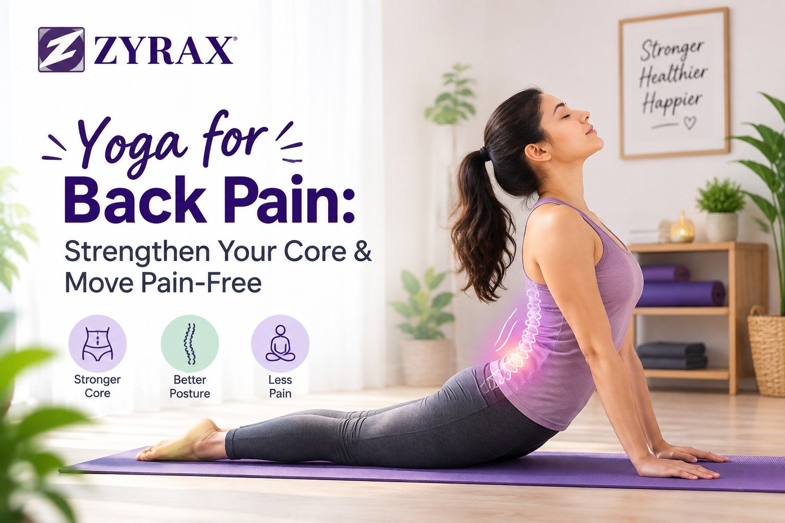 Woman doing a gentle backbend yoga pose for back pain relief
