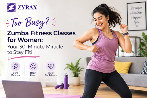 Busy woman doing a quick 30-minute Zumba workout at home